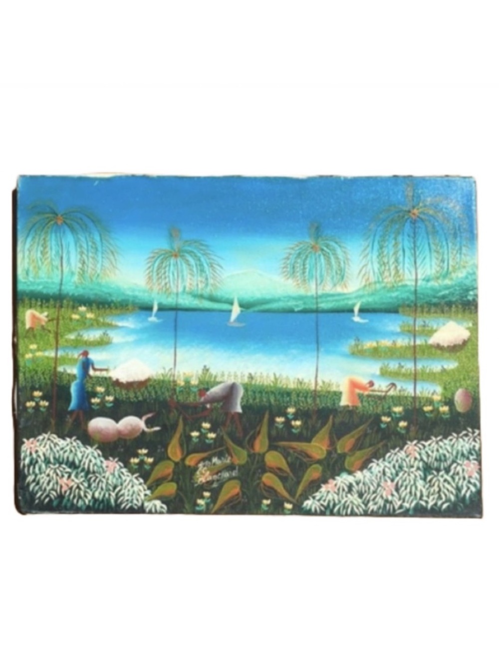 Vintage Haitian Oil on Canvas Paiting
